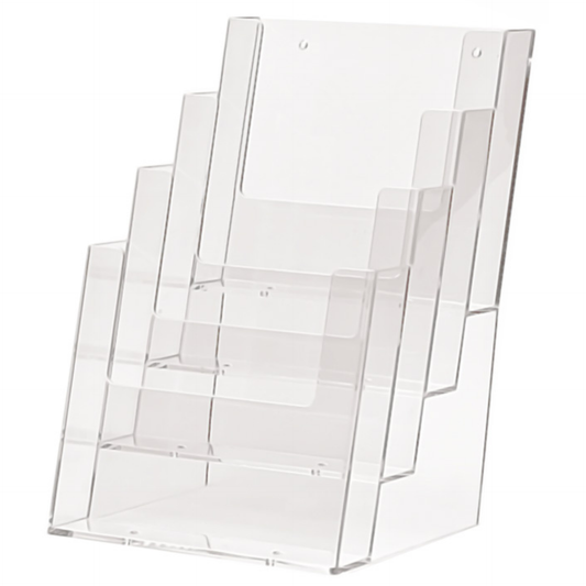 4-Tier A4 Portrait Acrylic Brochure Stand